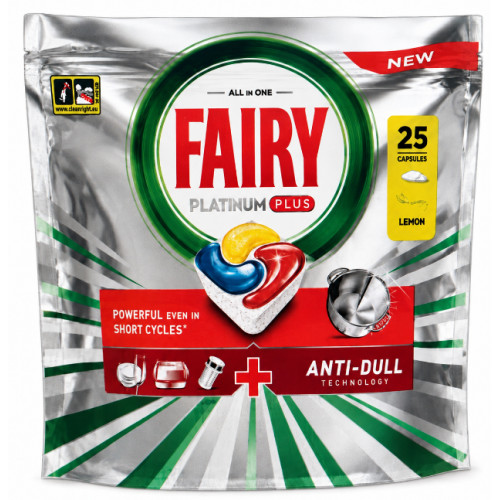 Капсули для посудомийної машини Fairy Platinum Plus All in One Lemon, 25 шт.